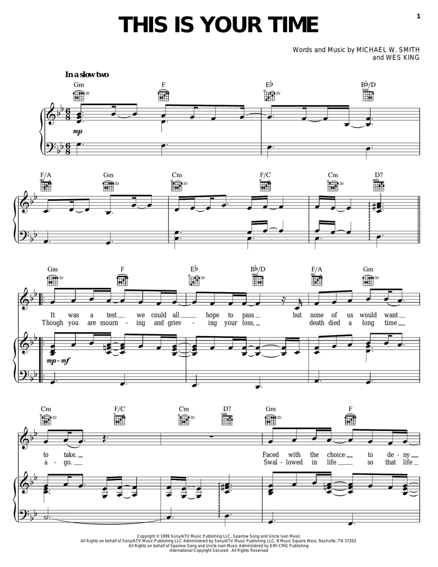This Is Your Time Piano, Vocal, Guitar scores gallery preview page 1