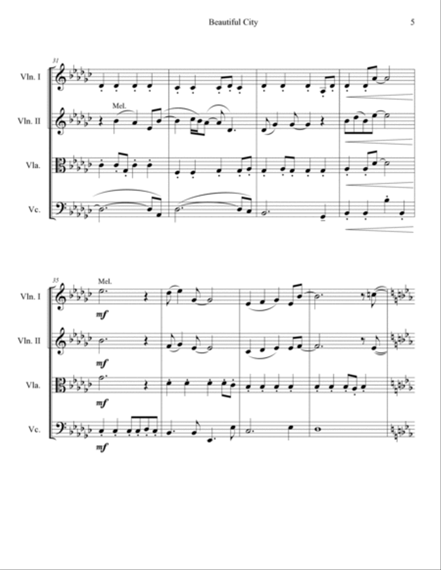 Beautiful City Beautiful City String Quartet scores gallery preview page 5