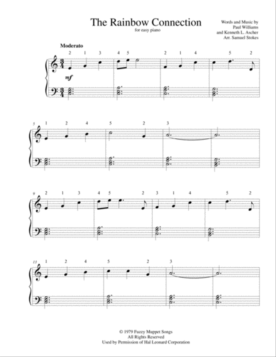 The Rainbow Connection Easy Piano scores gallery preview page 1