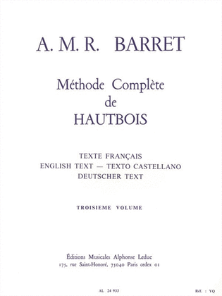 Apollon Marie Rose Barret - Methode Complete De Hautbois, 3rd Vol.