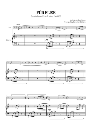 Beethoven • Für Elise / Pour Elise • tuba & piano sheet music