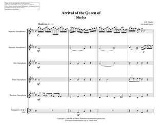 The Arrival of the Queen of Sheba for Saxophone Quintet