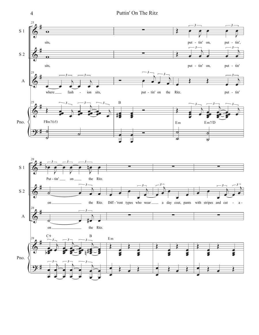 Puttin' On The Ritz (Vocal Trio - (SSA) SSA scores gallery preview page 4