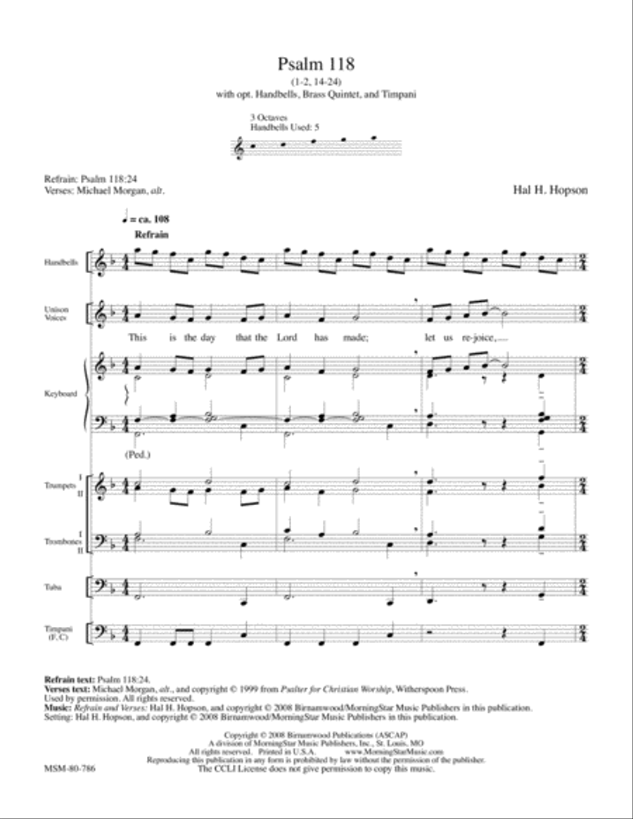 Psalm 118:1-2, 14-24 4-Part scores gallery preview page 1