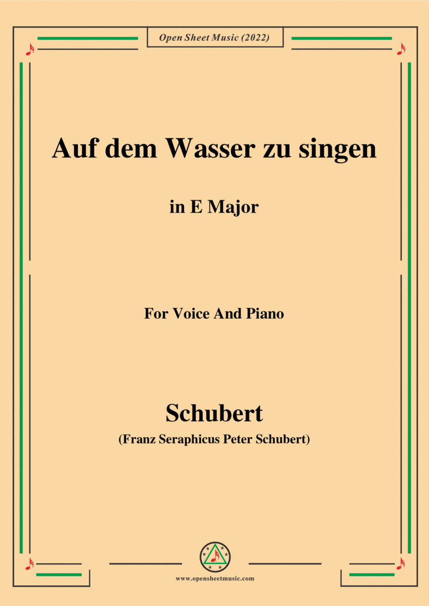 Schubert-Auf dem Wasser zu singen in E Major,for voice and piano image number null