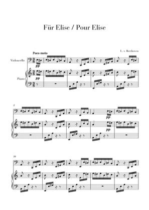 Book cover for Pour Elise (Für Elise) for Cello and Piano
