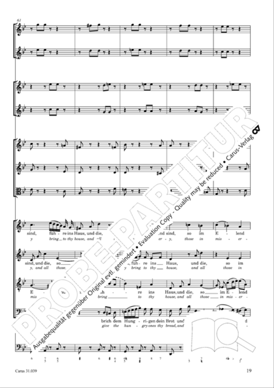 Give the hungry ones thy bread (Brich dem Hungrigen dein Brot) 4-Part scores gallery preview page 19