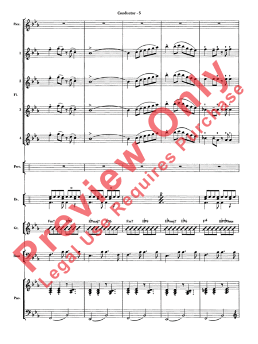 Sleigh Ride Samba Flute Choir scores gallery preview page 6