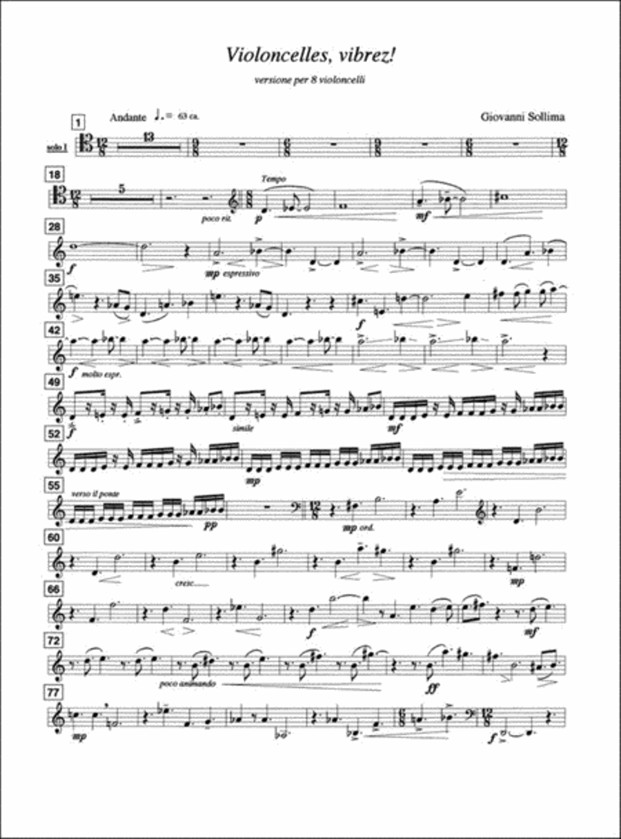 Violoncelles, vibrez! versione per 8 violoncelli Cello scores gallery preview page 2