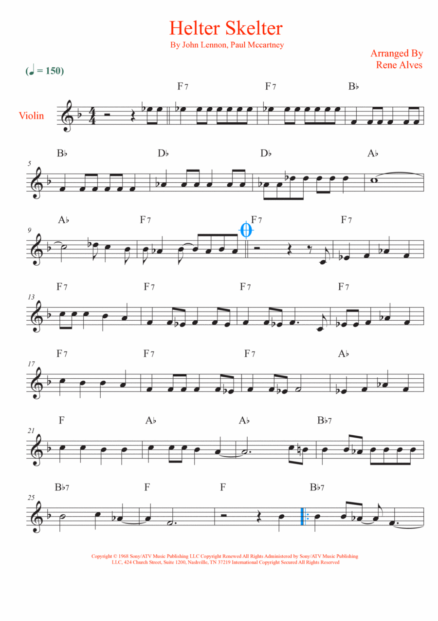 Helter Skelter Helter Skelter Violin Solo scores gallery preview page 1