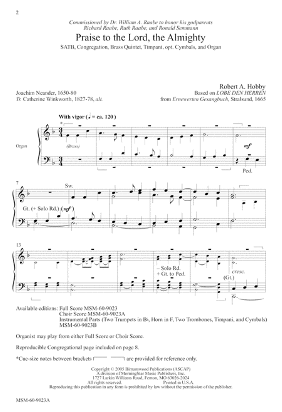 Praise to the Lord the Almighty 4-Part scores gallery preview page 2