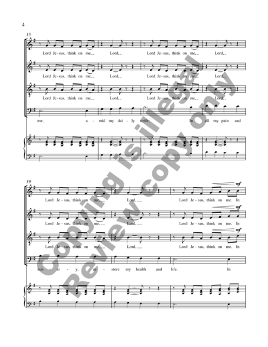 Eternal Brightness: 2. Lord Jesus, Think On Me 4-Part scores gallery preview page 15