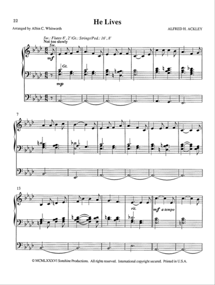 Eleven Easy Organ Solos for Worship Organ Solo scores gallery preview page 10