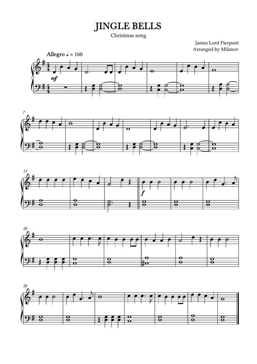 Book cover for Jingle Bells | Pierpont | Christmas song | piano | easy