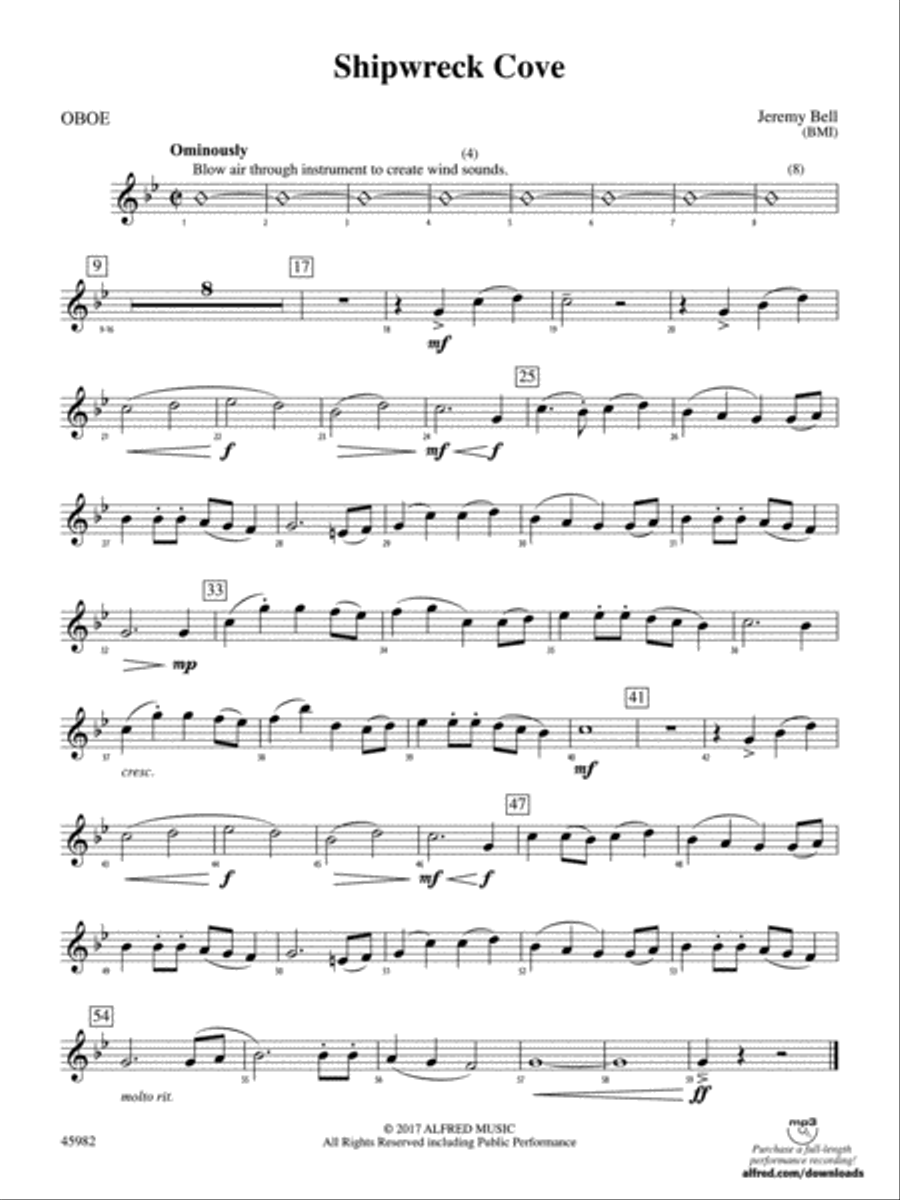 Shipwreck Cove: Oboe Concert Band scores gallery preview page 1