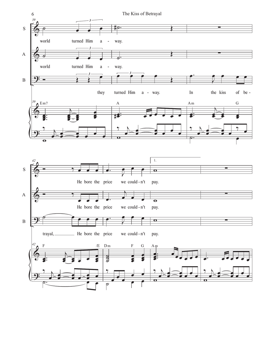 The Kiss of Betrayal (SAB) 3-Part scores gallery preview page 6