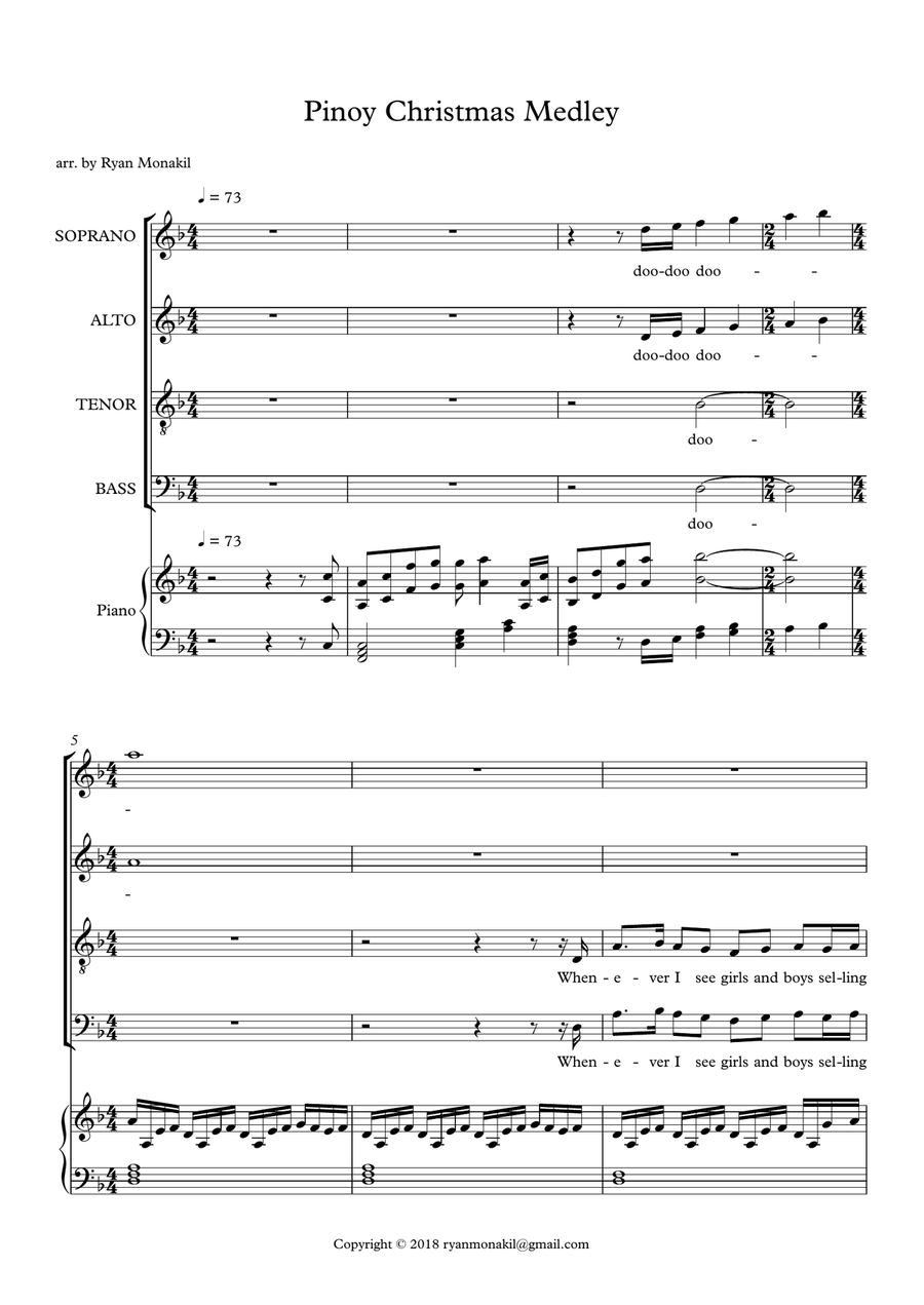 Pinoy Christmas Song Medley 4-Part scores gallery preview page 1