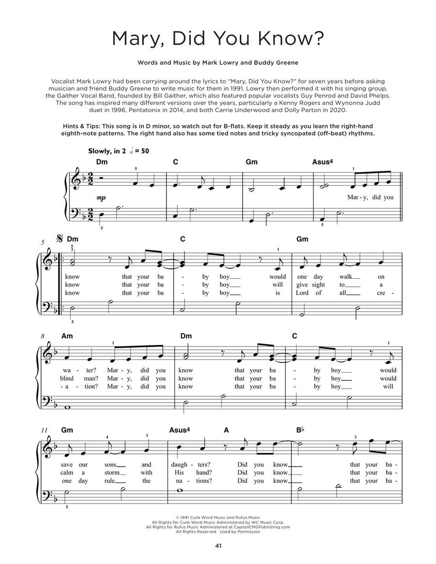 Mary, Did You Know? Easy Piano scores gallery preview page 1