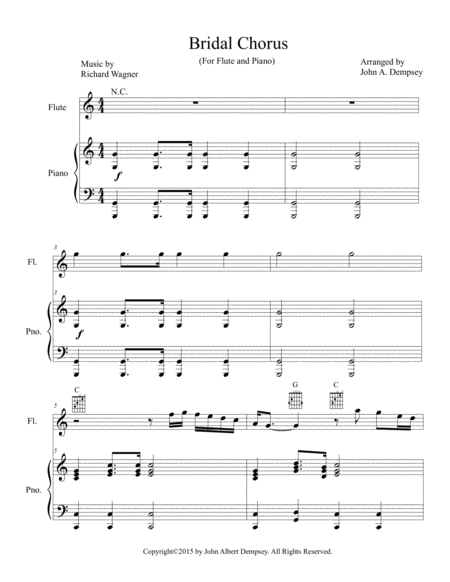 Bridal Chorus (Wedding March): Flute and Piano image number null