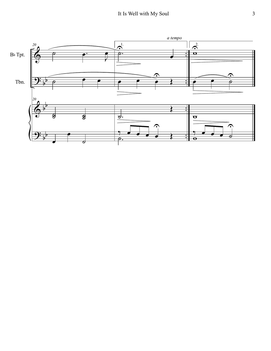 It Is Well with My Soul (Trumpet and Trombone Duet with Piano Accompaniment) Brass Duet scores gallery preview page 3