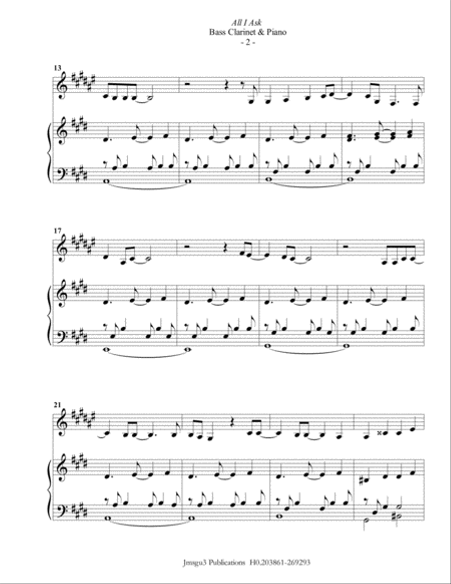 All I Ask All I Ask Bass Clarinet scores gallery preview page 2