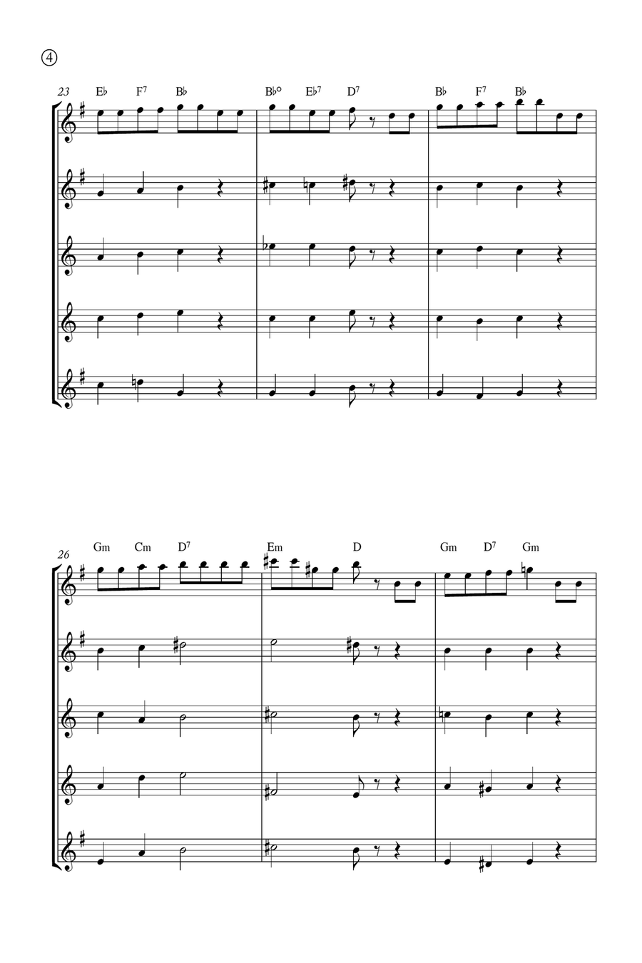 Hymne A L'amour Saxophone Quintet scores gallery preview page 4