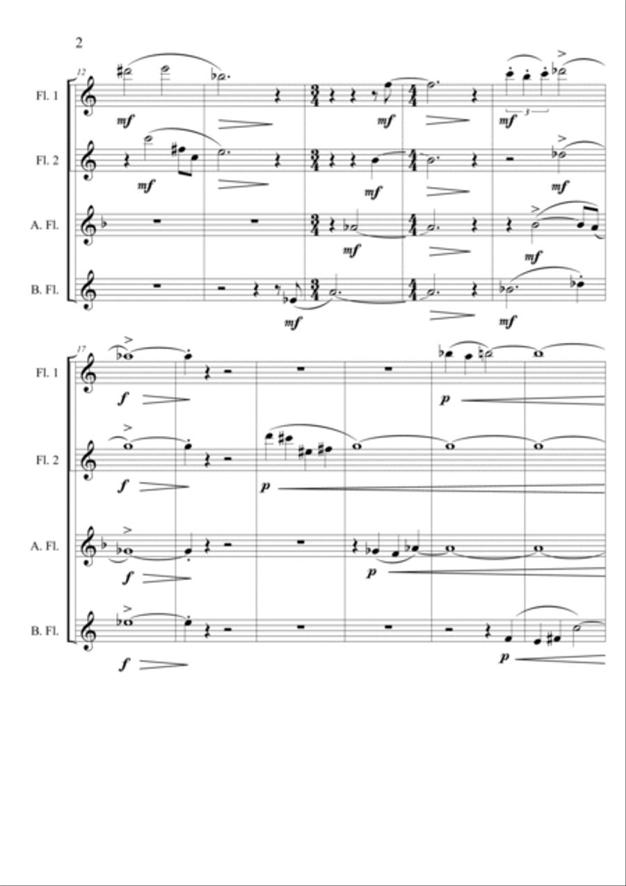 Maurizio Balzola: NEON (ES-20-015) - Score Only Woodwind Quartet scores gallery preview page 3