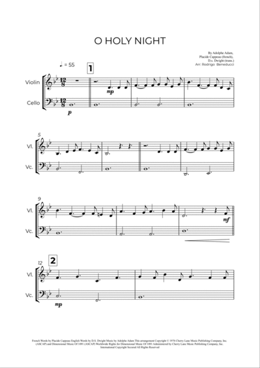 O Holy Night String Duet scores gallery preview page 2