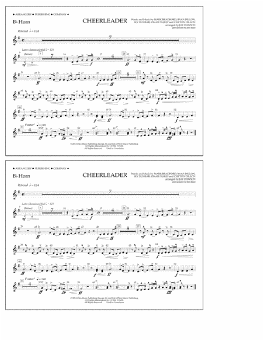 Cheerleader - Bb Horn A Cappella scores gallery preview page 1