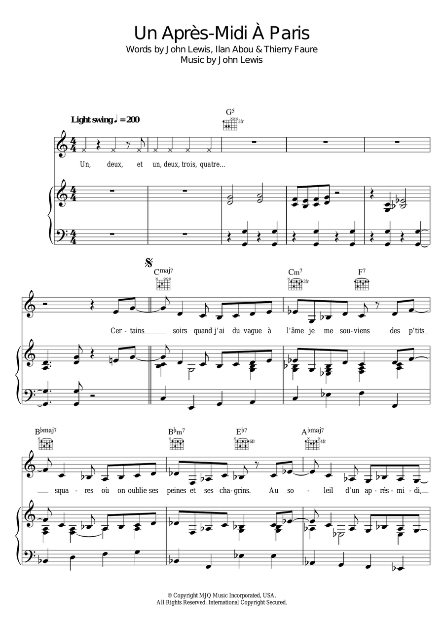 Paris, L'apres-Midi Paris, L'apres-Midi Piano, Vocal scores gallery preview page 1