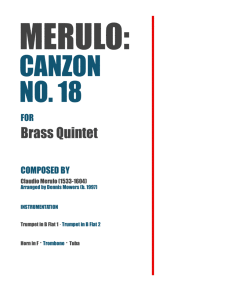 "Canzon No. 18" for Brass Quintet - Claudio Merulo image number null