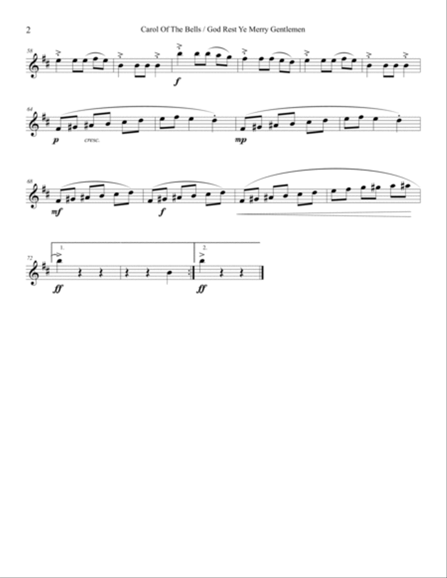 Carol of the Bells / God Rest Ye Merry Gentlemen - Clarinet (Bb, A, and Eb) Carol of the Bells / God Rest Ye Merry Gentlemen - Clarinet (Bb, A, and Eb) Clarinet Solo scores gallery preview page 6