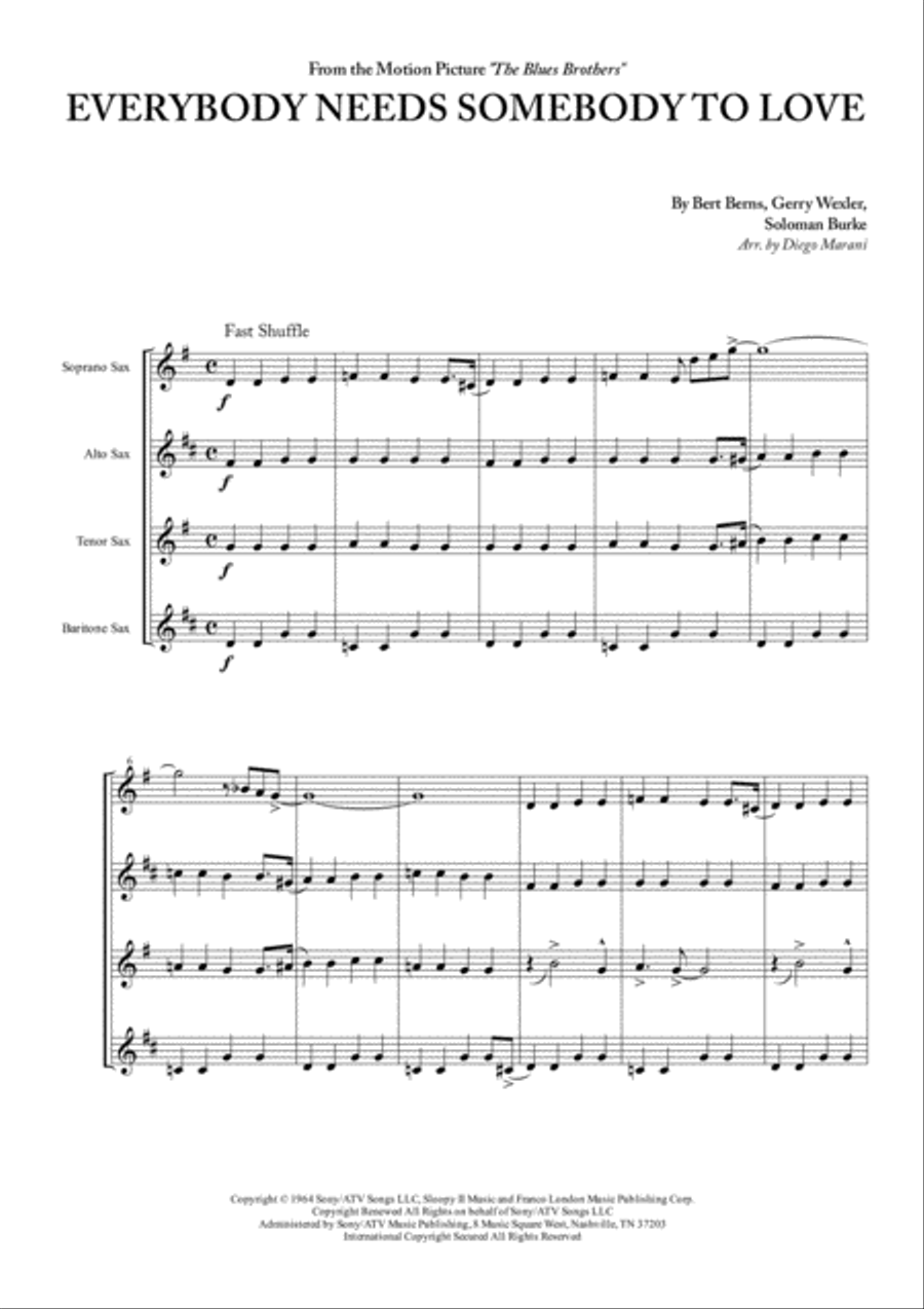 Everybody Needs Somebody To Love Woodwind Quartet scores gallery preview page 3