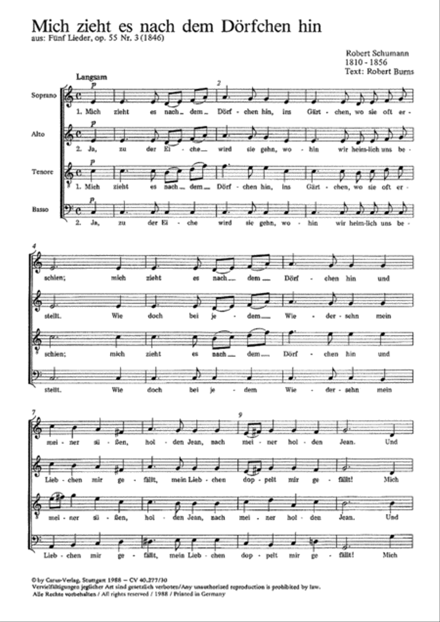 Die gute, alte Zeit; Mich zieht es nach dem Dorfchen Choir scores gallery preview page 1
