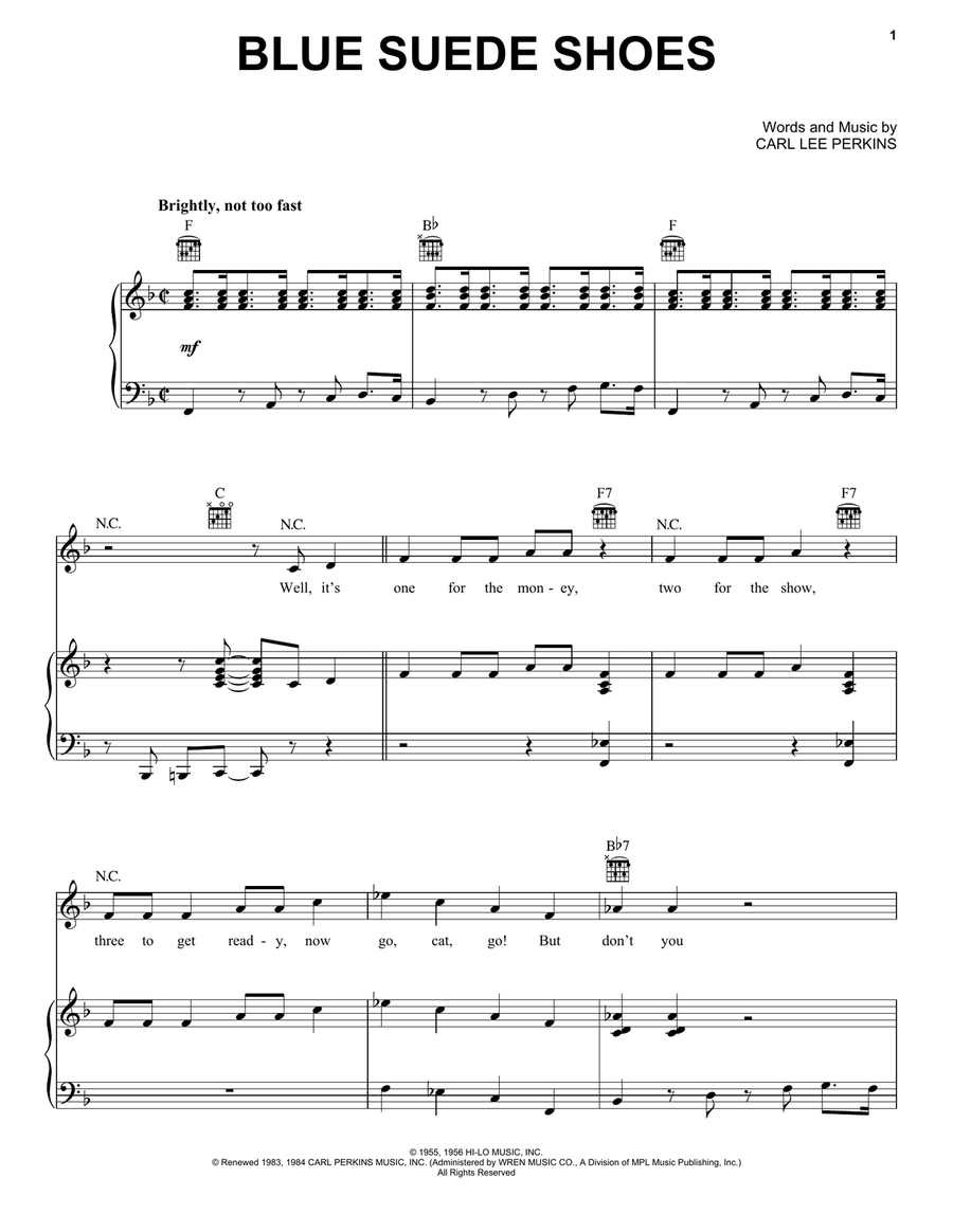 Blue Suede Shoes Piano, Vocal, Guitar scores gallery preview page 1