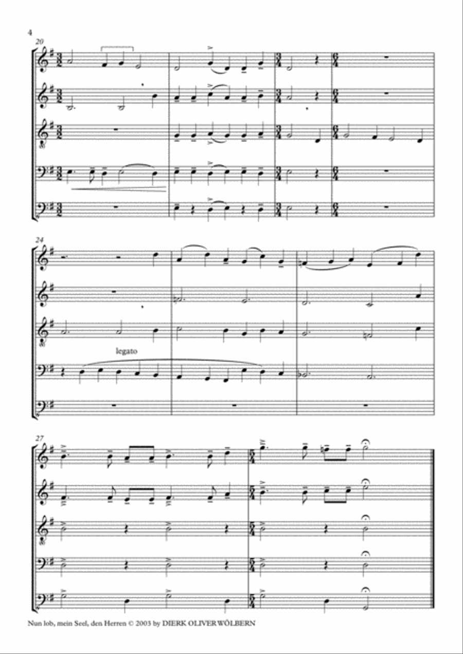 Nun lob, mein Seel, den Herren Brass Ensemble scores gallery preview page 4