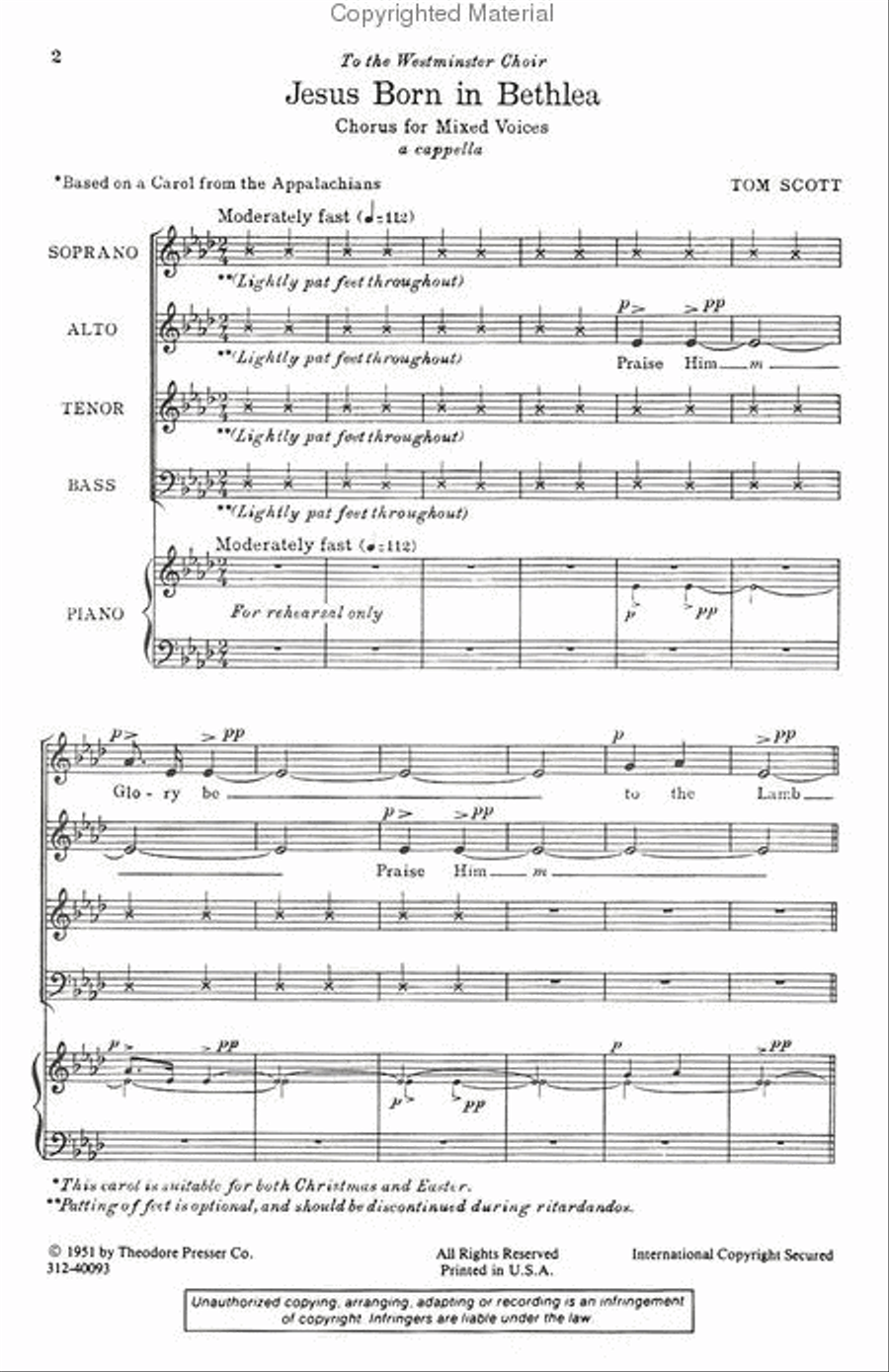 Jesus Born in Bethlea 4-Part scores gallery preview page 2