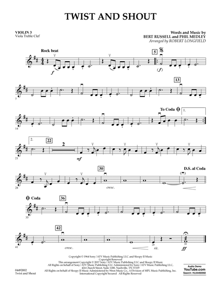 Twist and Shout - Violin 3 (Viola Treble Clef)