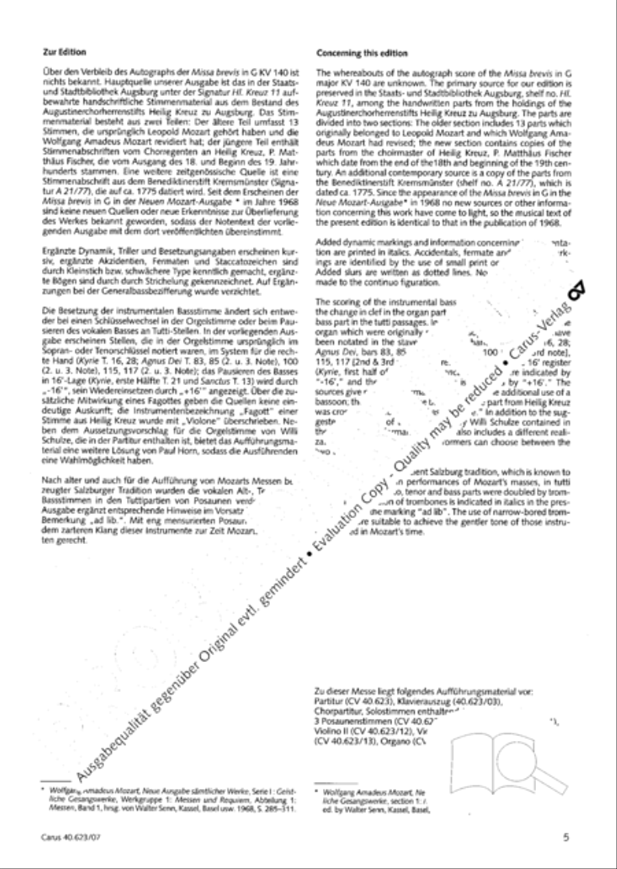 Missa brevis in G major Missa brevis in G major 4-Part scores gallery preview page 6