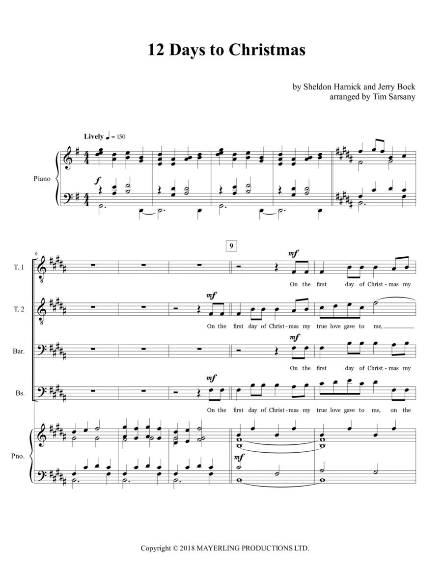 Twelve Days To Christmas Twelve Days To Christmas TTBB scores gallery preview page 1