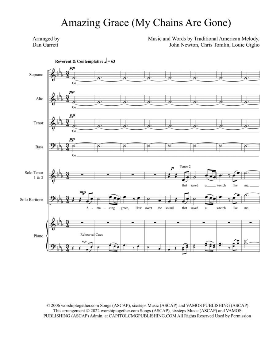 Amazing Grace (my Chains Are Gone) 4-Part scores gallery preview page 1