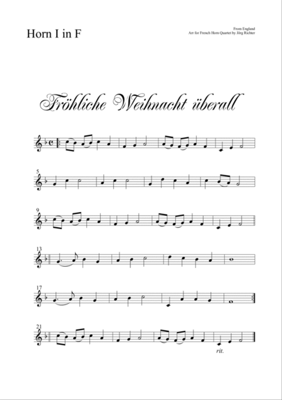 Merry Christmas everywhere (Fröhliche Weihnacht überall) for French Horn Quartet Brass Quartet scores gallery preview page 4