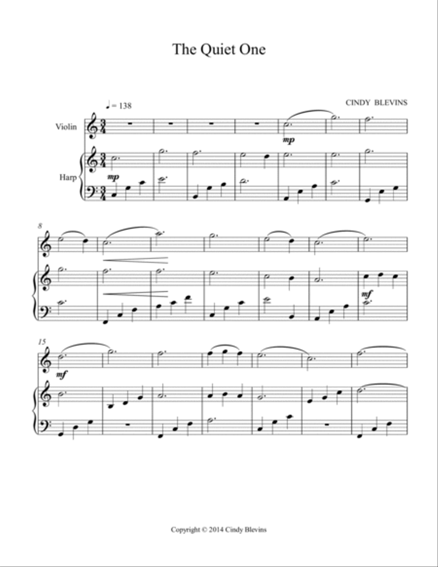 The Quiet One, for Harp and Violin String Duet scores gallery preview page 2