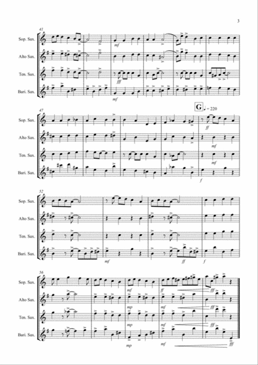 We Three Kings (Jazzy Style!) for Saxophone Quartet Saxophone Quartet scores gallery preview page 3