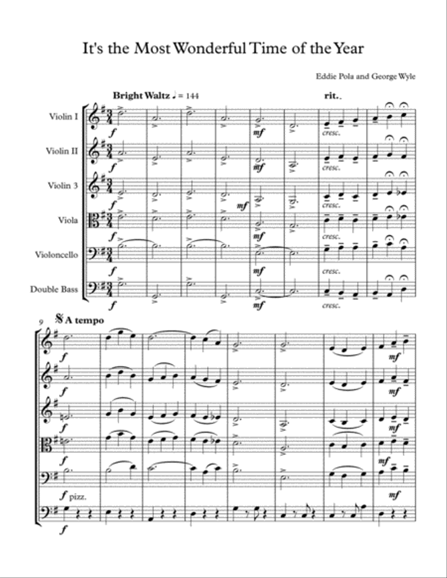The Most Wonderful Time Of The Year String Quartet scores gallery preview page 1
