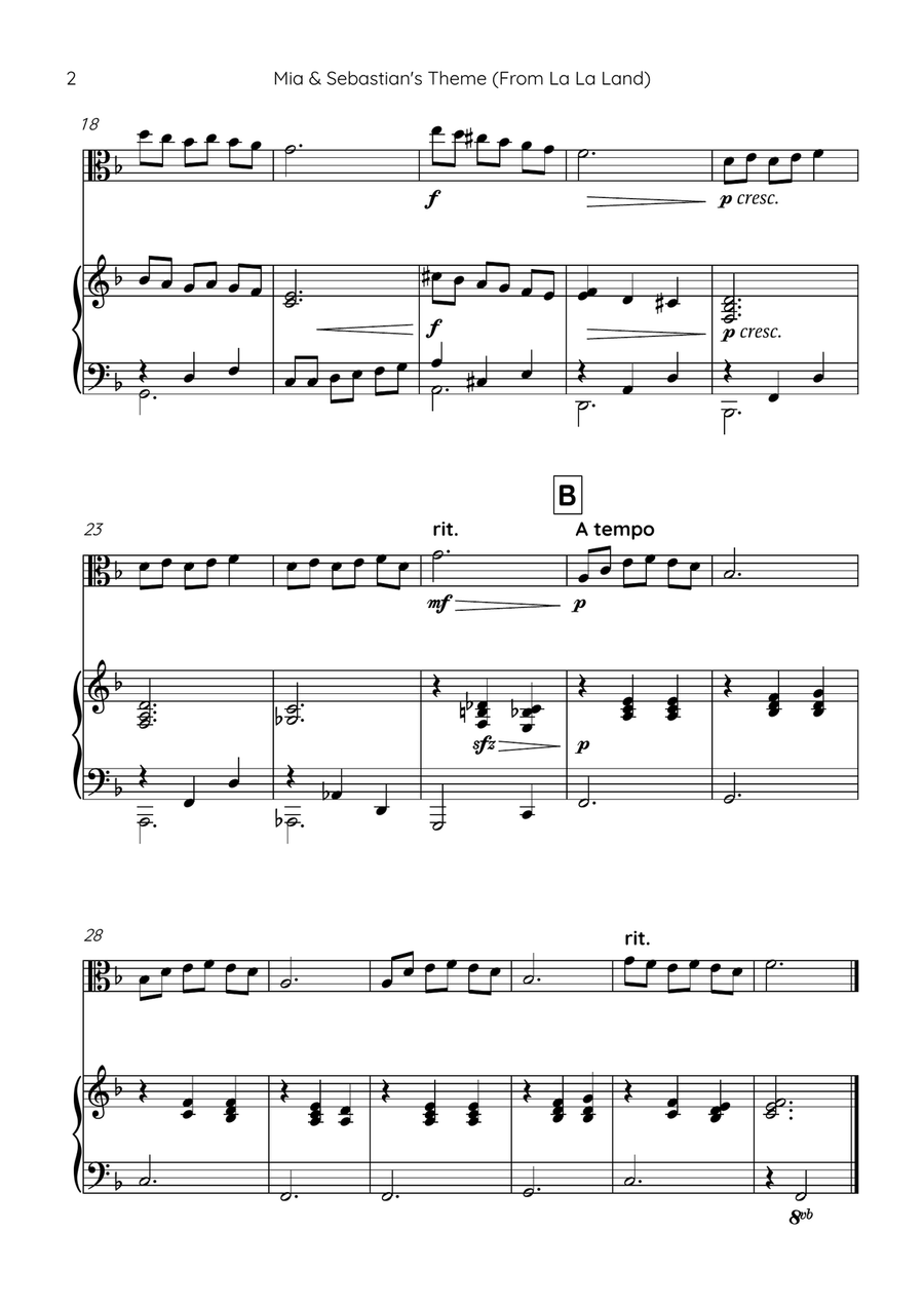 Mia & Sebastian's Theme Chamber Music scores gallery preview page 2