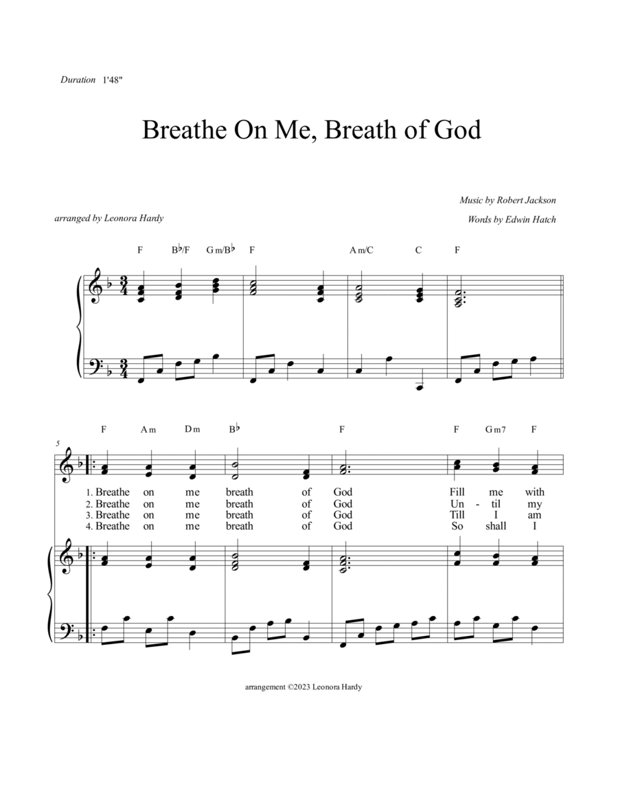 Breathe On Me, Breath of God Piano, Vocal, Guitar scores gallery preview page 1
