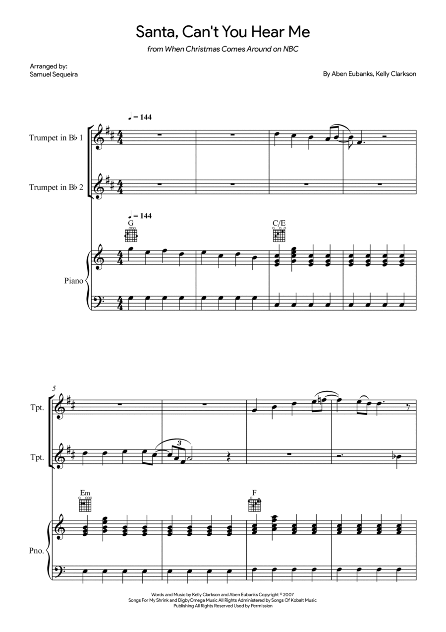 Santa Can't You Hear Me Trumpet Duet scores gallery preview page 1