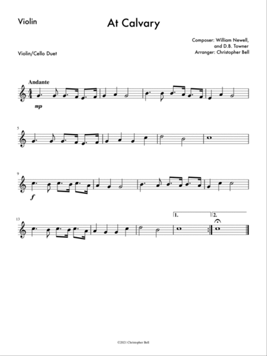 At Calvary - Violin/Cello Duet String Duet scores gallery preview page 2