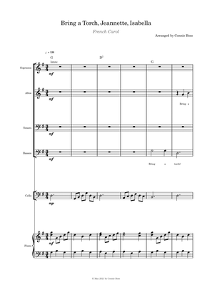 Bring a Torch, Jeanette, Isabella - SATB, cello and piano with parts page